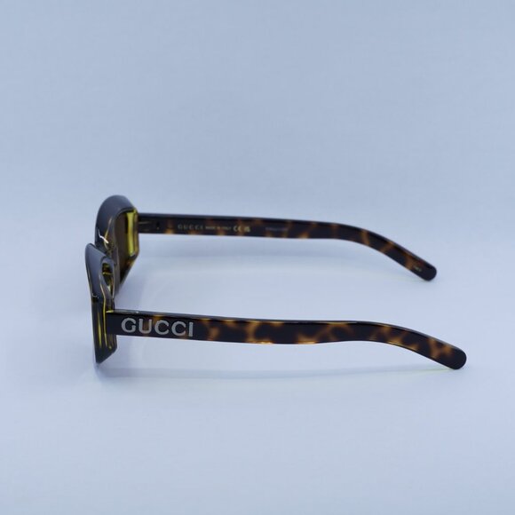 Gucci GG1719S 002 Sunglasses Light Havana with Yellow Geometric Frame - Picture 9 of 11